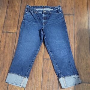 Express Straight Ankle High Rise Dark Wash Women's Blue Jeans